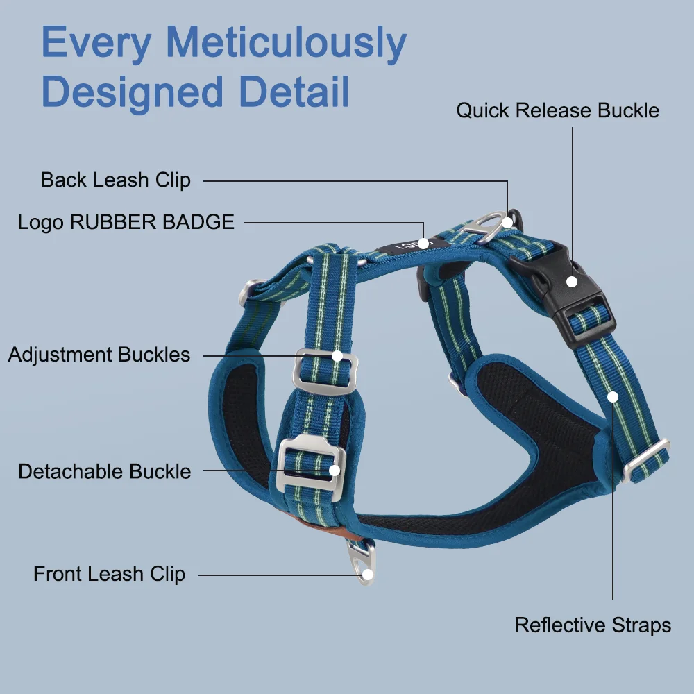 Custom Print Design Logo Personalized Neoprene No Pull Dog Harness Dog Vest Designer Luxury Pet Reflective Dog Harnesses