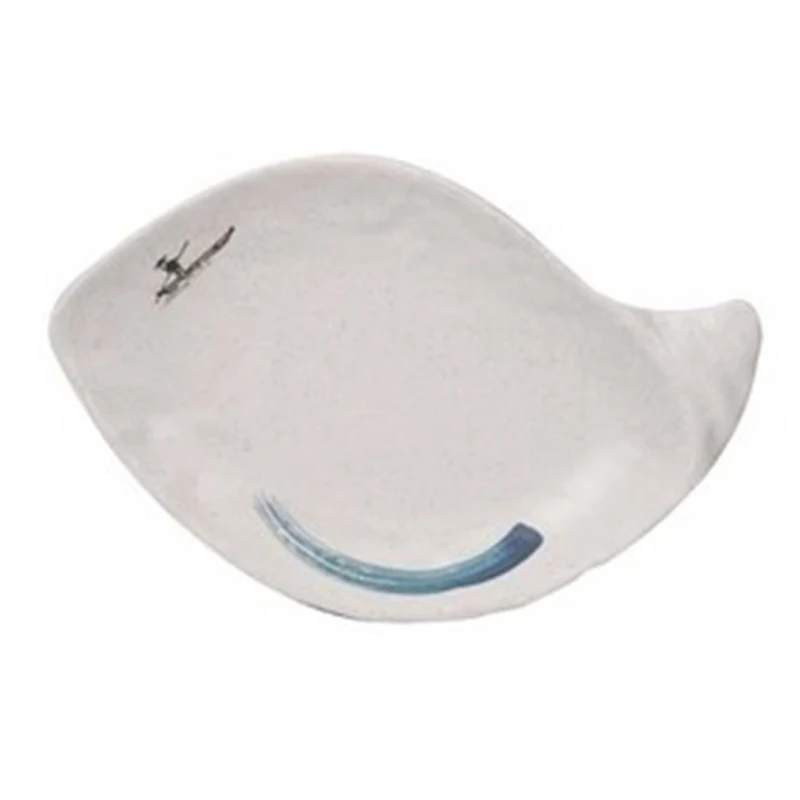 Sushi Restaurant Plate Sashimi Tray Food Grade Melamine Fast Food Tray Supplier Dining Utensil Soup Bowl White Flat Tray 1pcs