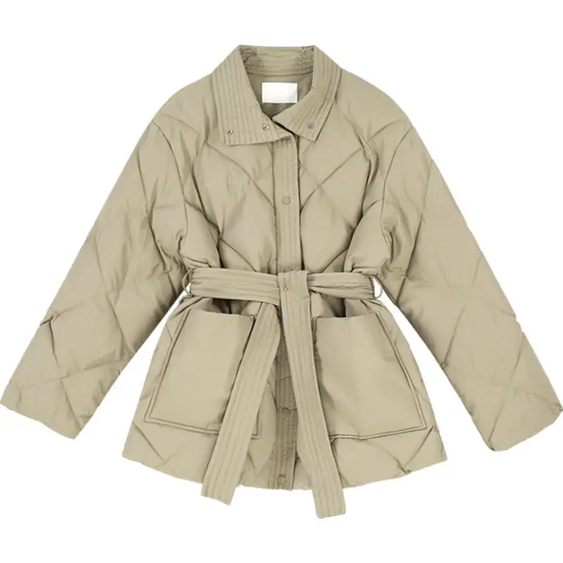 Hot Sale Regular Cotton Jacket For Woman Thickened Jacket With  Waistband Warm Thick Cotton Coat