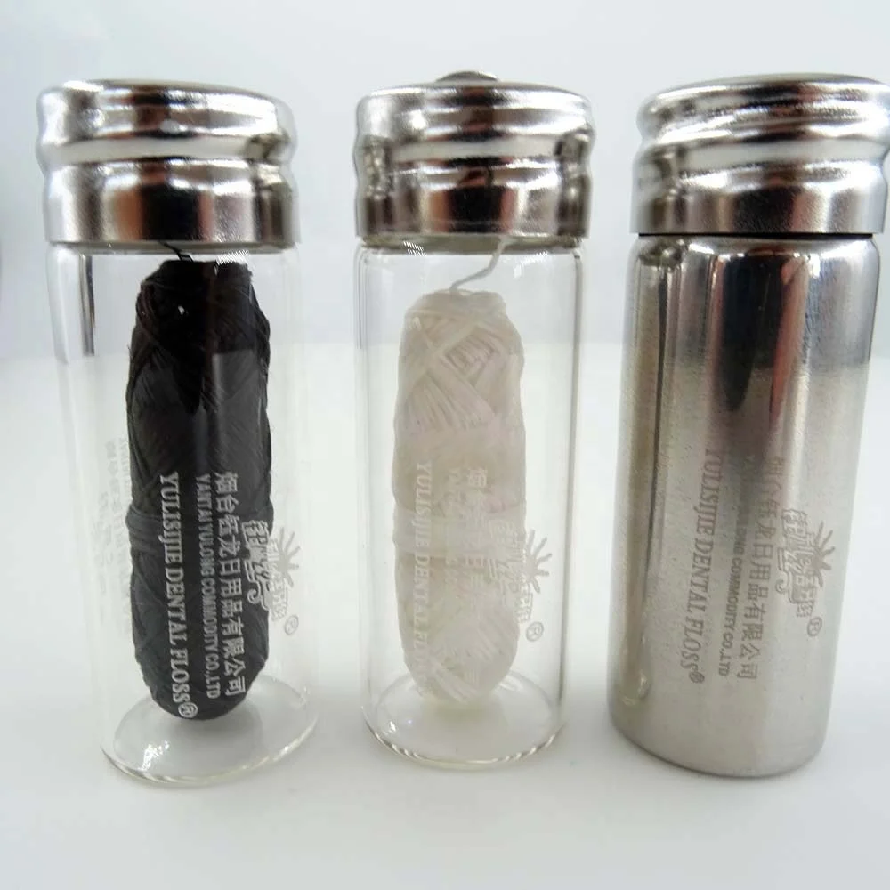 Stainless Steel Container 30M Degradable Eco friendly  Natural Silk Dental Floss