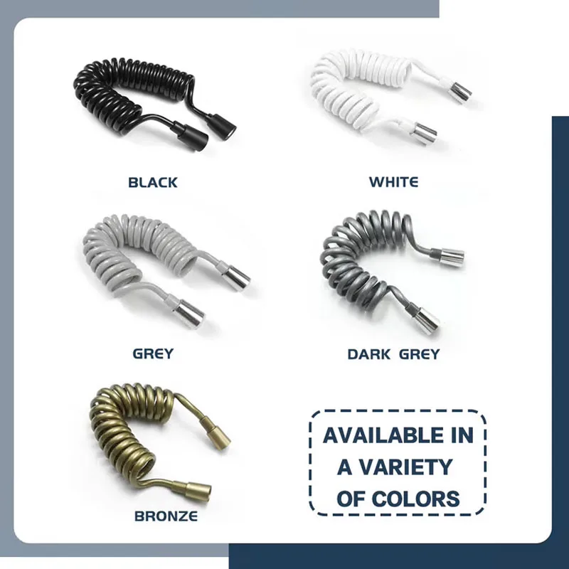 Water Plumbing Toilet Bidet Sprayer Gun Bathroom Spiral Flexible Shower Hose ABS Spring Flexible Telescopic Shower Hose