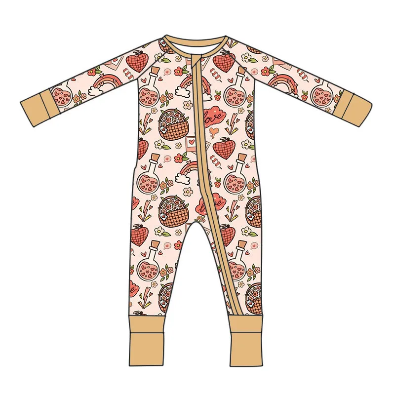 Custom Boutique Valentines Day Kids Girl Hearts Print Little Girl Matching Kids Pajamas Adult Woman Sexy Nighty Bamboo Pjs Set
