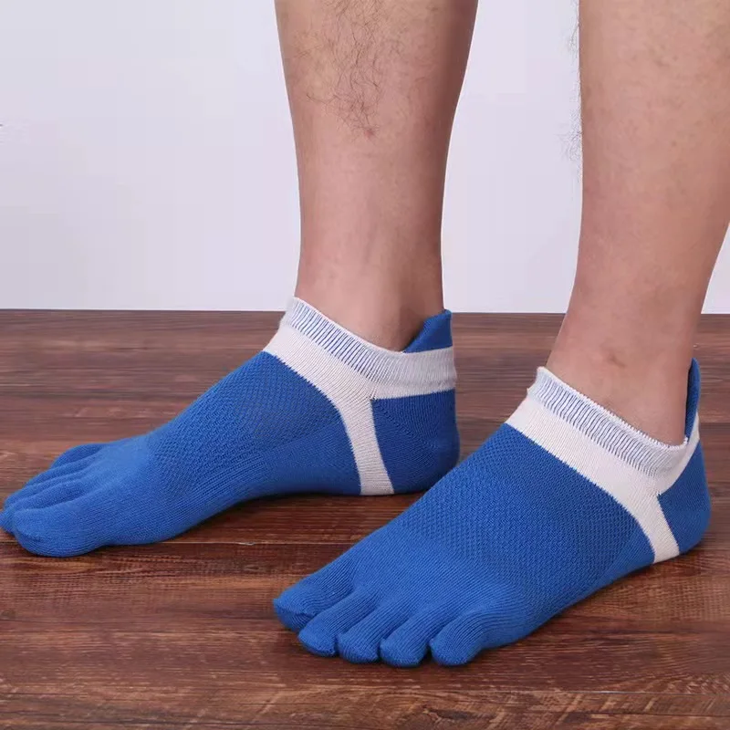 Custom logo ankle colorful cotton socks men 5 finger toe men socks