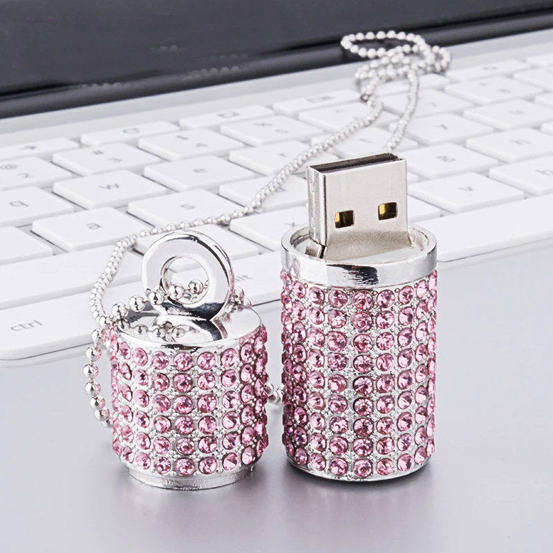 Newest Pendrive Usb Flash Drive U disk Pen drive 32GB 16GB 8GB 4GB Diamond Crystal Necklace Memory stick flash card Girl Gift