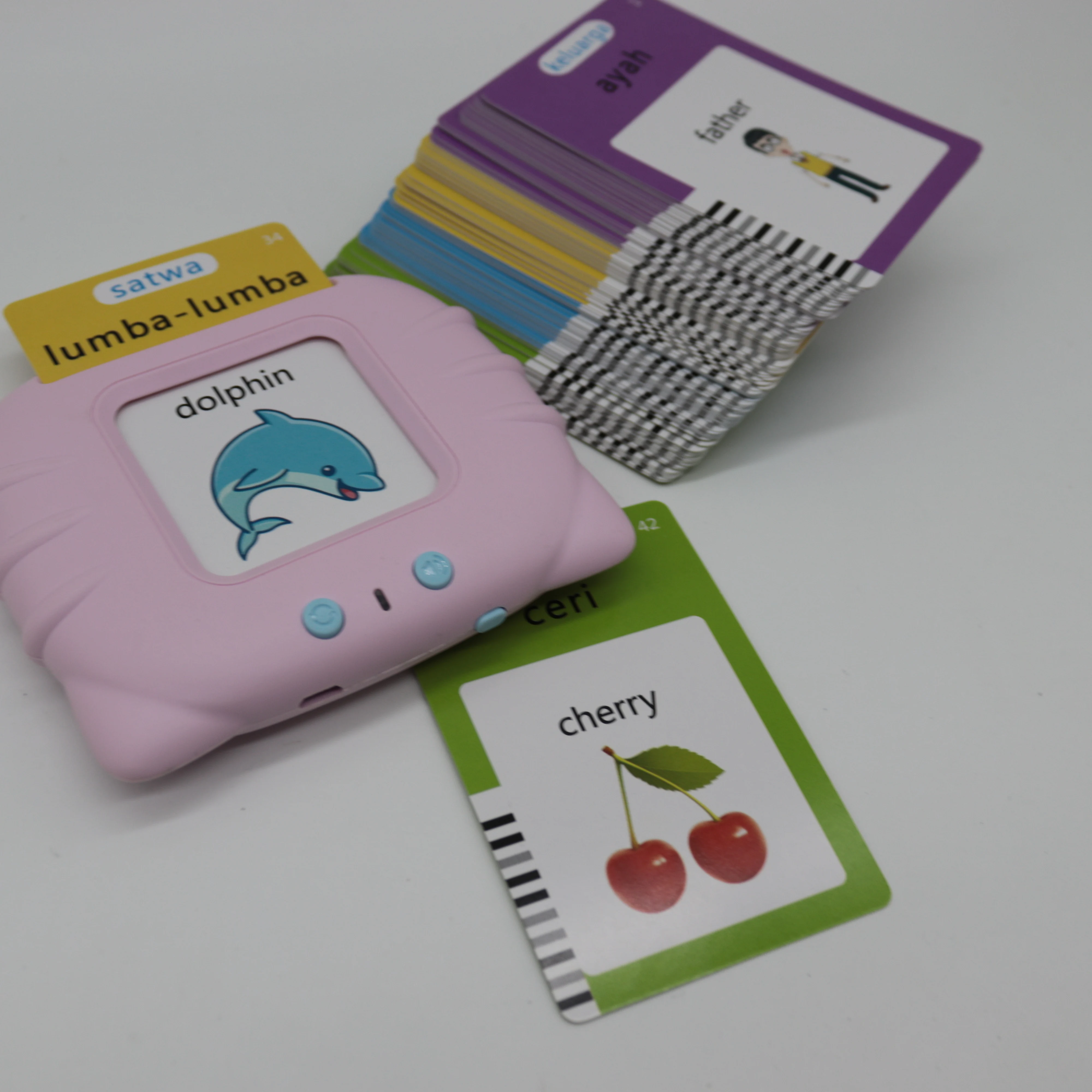 Indonesian learning talking flash card baby machine children educational Intellectual small plastic toys products for Child