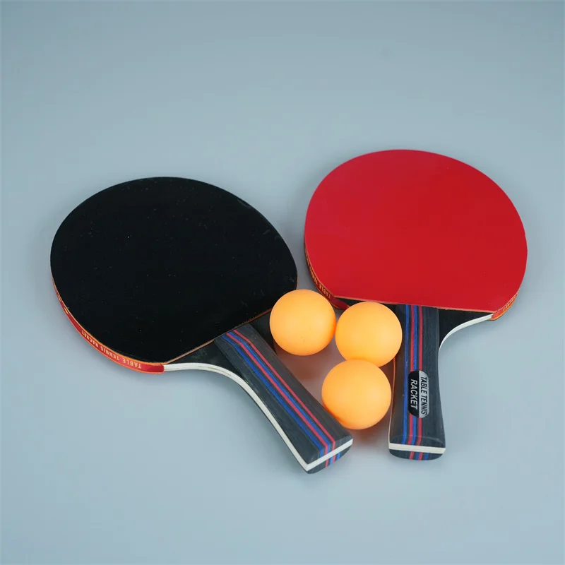 Two Bat Three Balls Table Tennis Set Long Short Handle Pingpong Bat Set Professional Table Tennis Racket Set