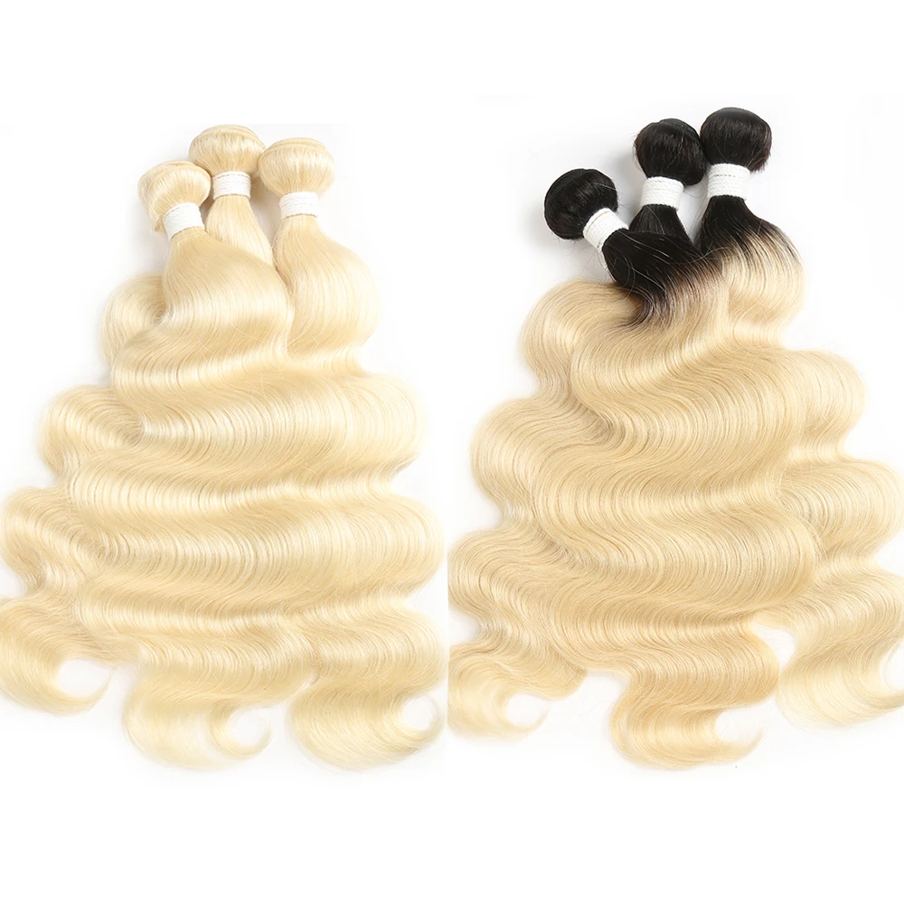 Прямые пучки волос Honey блонд 613, волнистые светлые волосы Омбре 1/3/4 шт., бразильские 100% человеческие пучки волос 9A Remy