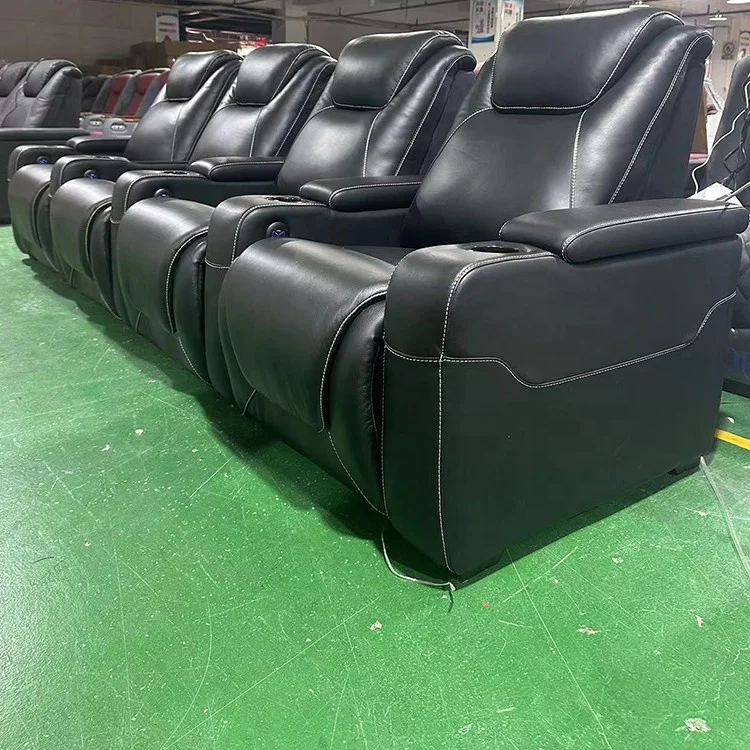 Wholesale foshan home cinema chair high quality brown electric leather chair cinema 9d virtual theater power recliner sofa
