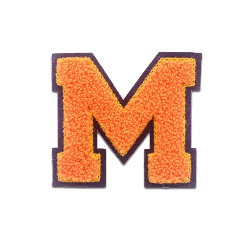 2024 Hot selling custom patches wholesale number-letter chenille patch iron on embroidery towel chenille letter patch for cloth