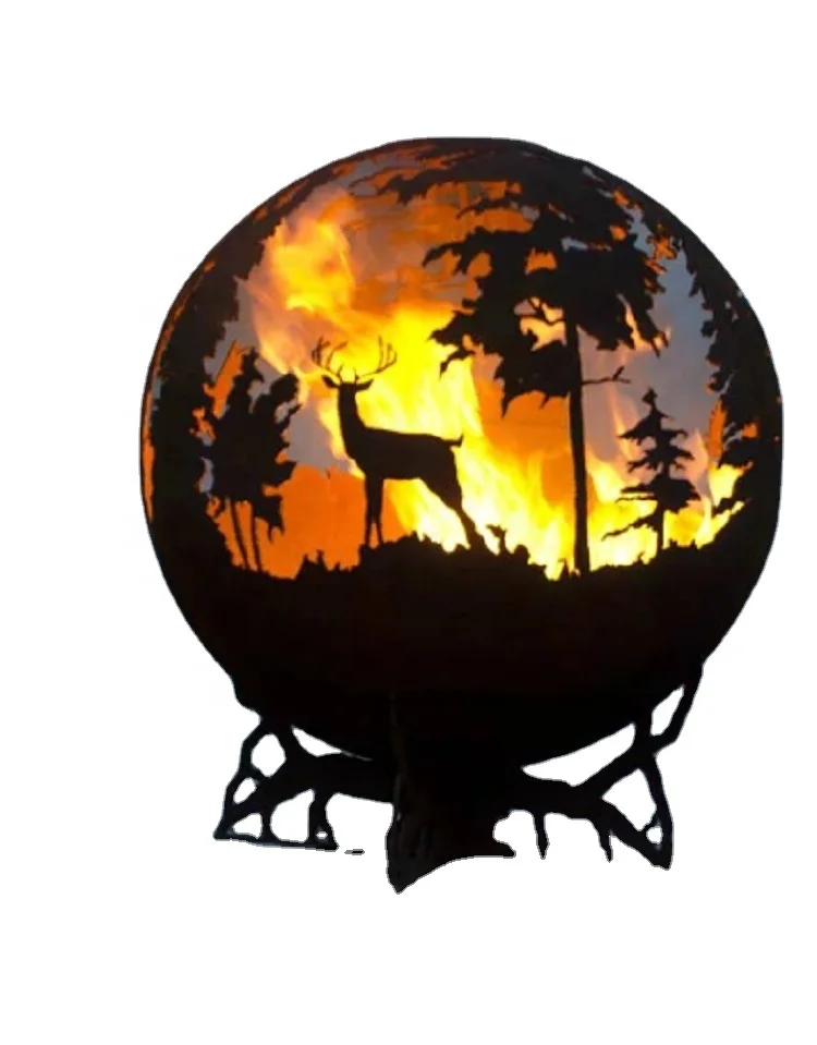 Garden Round Fire Bowl Wood Corten Steel Outdoor Metal Outdoor Garden Furniture Fire Pit