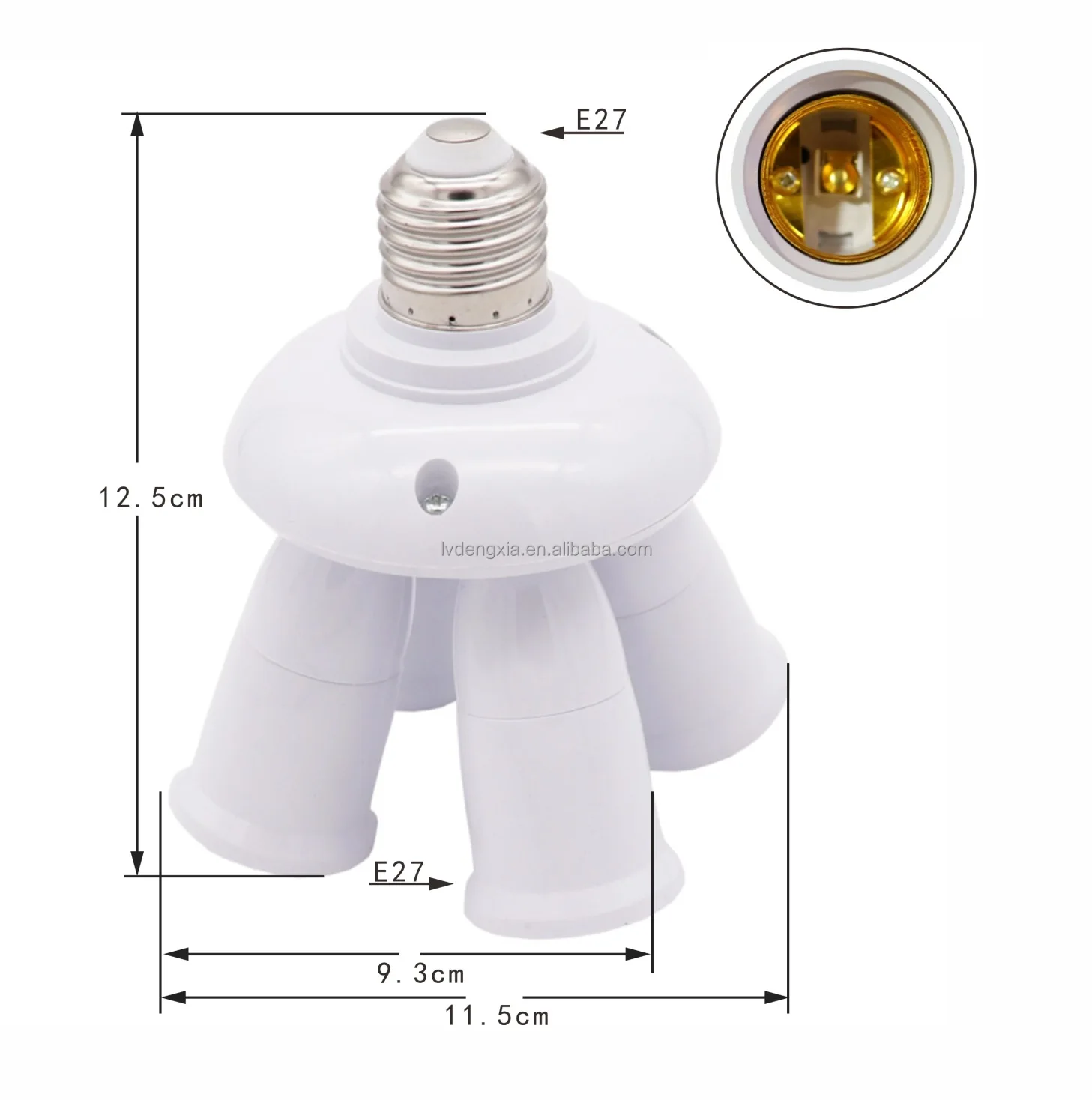 White E27 to 4 E27 Lampholder 1 to 4 Light Converter Socket Photo Studio 4E27 LED Bulb Lamp Bases 100V 230V PBT