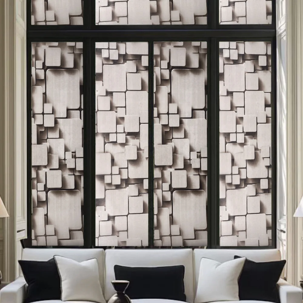 Window Privacy Film 3D static Window Clings Non-Adhesive film  Decorative  for Glass Door Home and Office Heat Control Anti UV