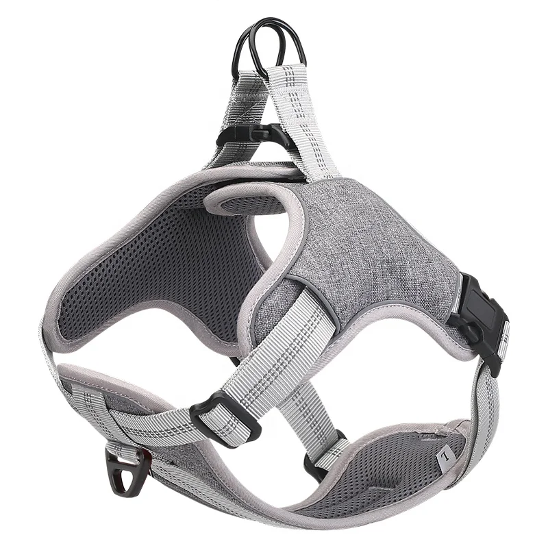 Dog Harness No Pull Reflective Vest with 2 Metal Leash Hooks Adjustable Soft Padded Pet for Small Medium