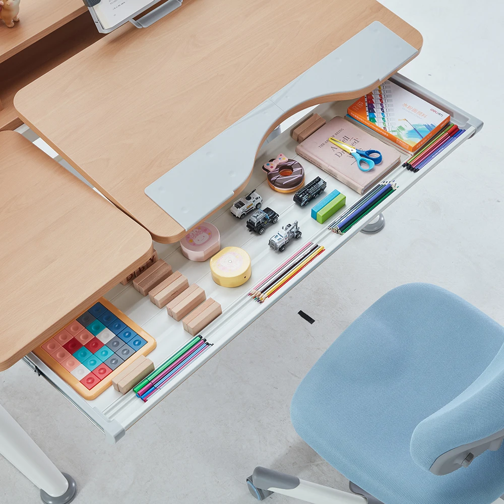 
Pink Color Height Adjustable Ergonomic Educational Kids Children Table And Chair Study Set For Girls study table with storage 