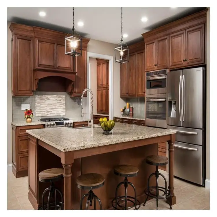 Prima High End Customized Majestic Antique Solid Wood Assembled Kitchen Cabinet With Classic