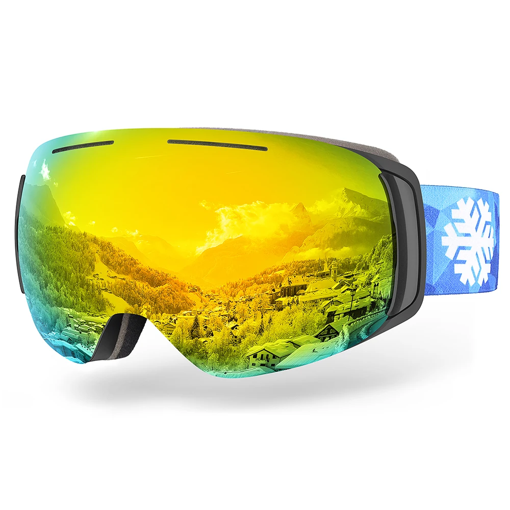snowledge 181C magnetic goggles snow ski goggles replacement lens double anti fog polarized uv400 OTG snowboard goggles magnet