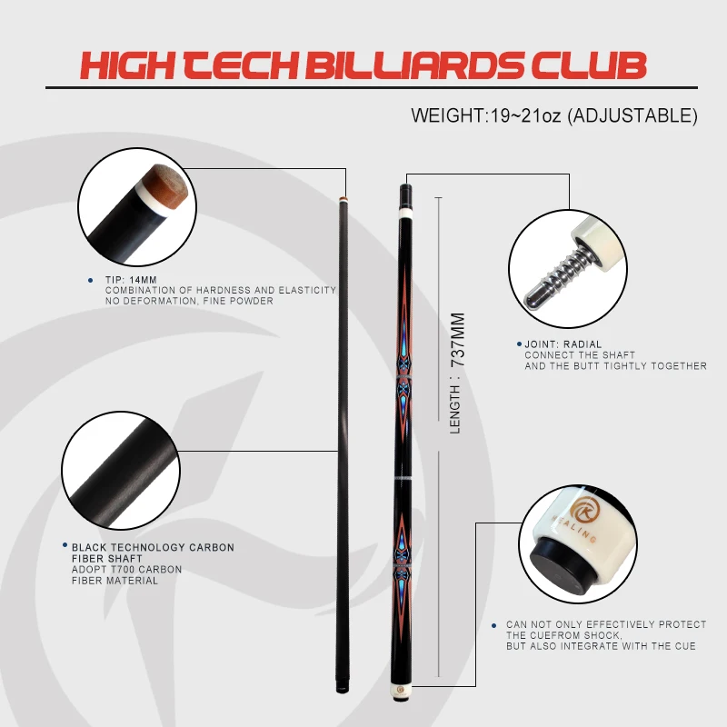 Customized 19-21 OZ Factory supply Cheap Billiard Snooker / Pool Cue for Billiard Play