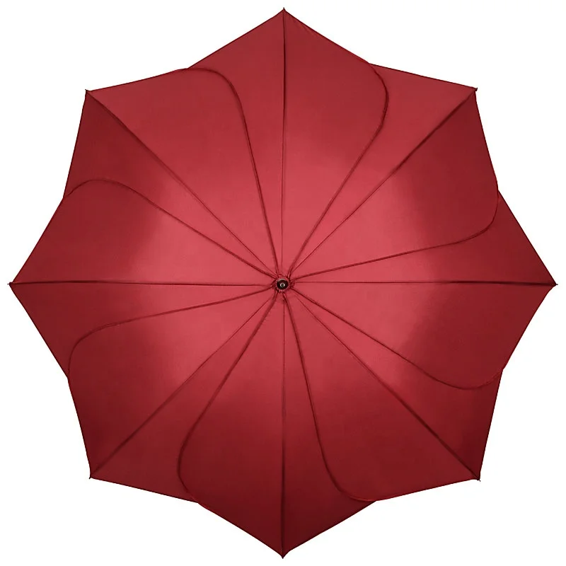 Romantic Unique Green Color Lily Flower Elegant Decorative Seams Canopy Rain Protection Straight Umbrellas