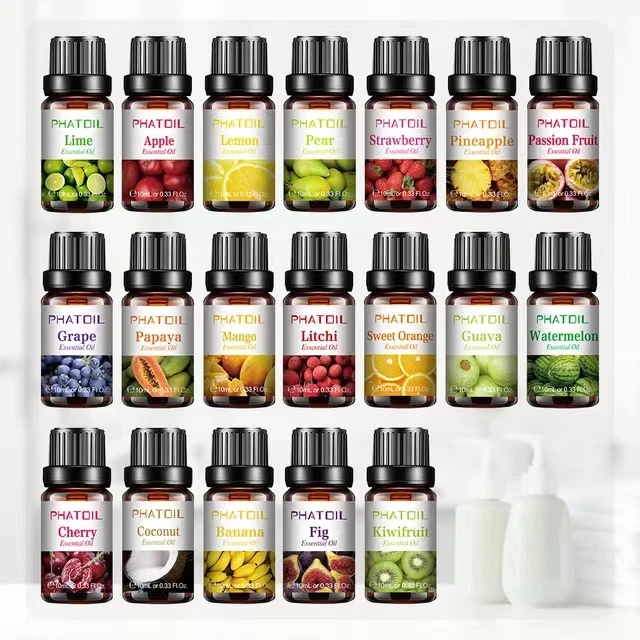 10ml Pure Fruit Fragrance Oil Diffuser Essential Oils Watermelon Lime Coconut Aroma Flavoring Oil for Spa Candle Soap Making