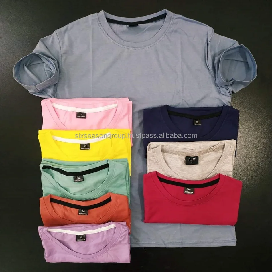 Solid color Blank Surplus branded Apparel Stock lot Bangladesh, Leftover Overruns Apparel Stock solid colors blank t-shirt