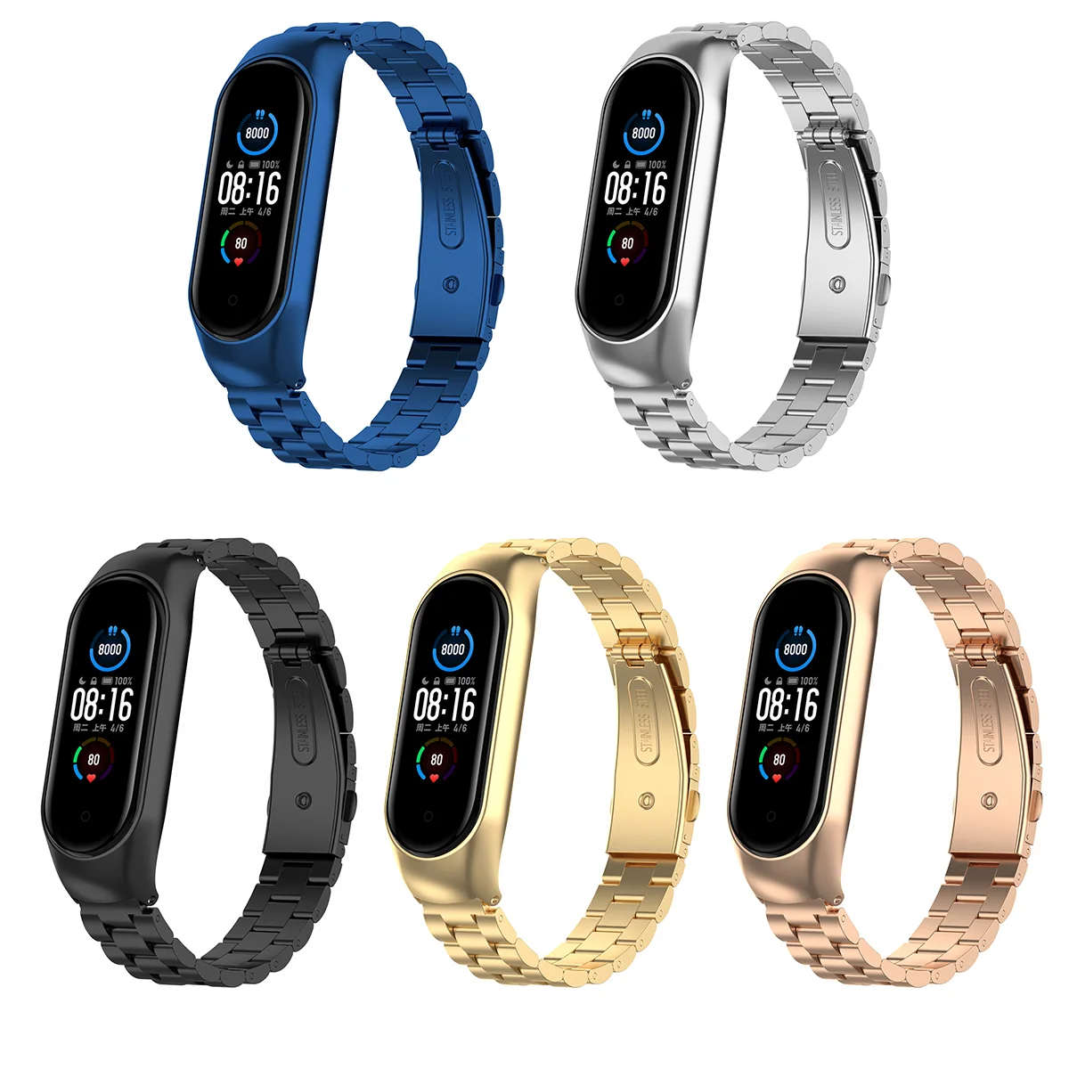 Металлический браслет из нержавеющей стали для Mi Band 5/6 ремешок наручных часов