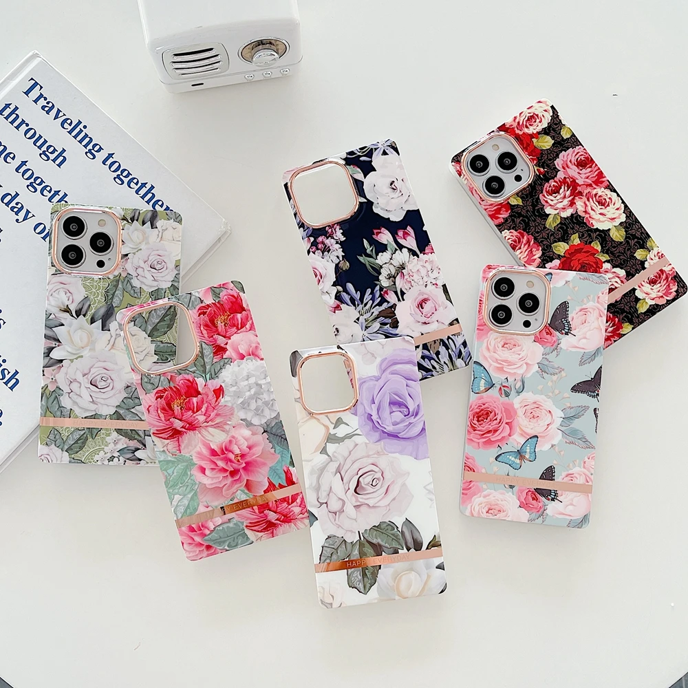 Gold Printed IMD flower case phone cover for iPhone 12 12 Promax, For iPhone 13  Fancy mobile phone case