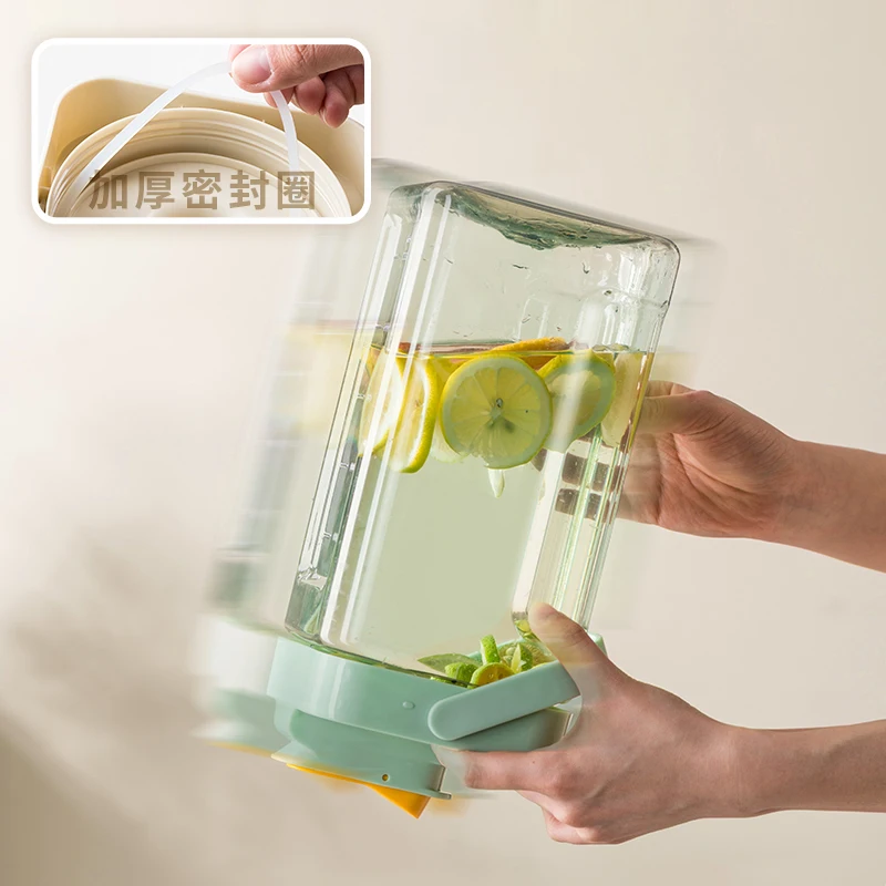 3.5l Refrigerator Cold Kettle Fruit Lemon Teapot Beverage Tap Dispenser Large Capacity Ice Water Dispensing  juice bucket cups