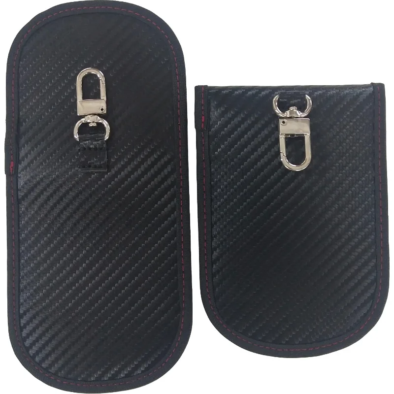 Portable Carbon Fiber RFID Blocking Faraday Bag Anti Theft Car Key Protector Pouch