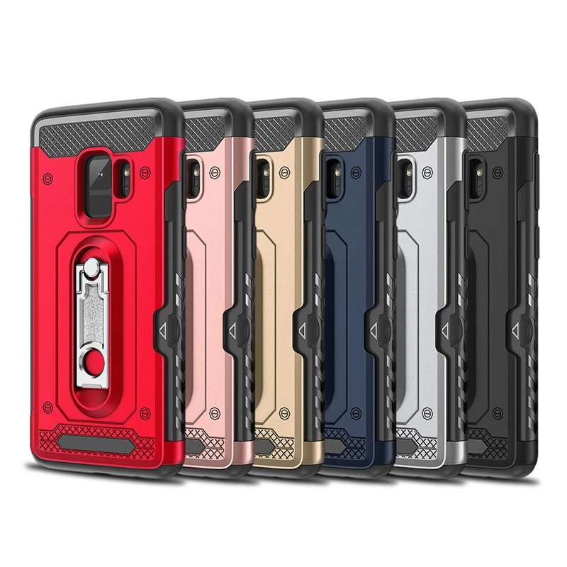 
Luxury Hybrid Armor Case For Samsung Galaxy Note 9 8 S9 S8 Plus Card Slot Stand Cover For Samsung S9Plus Case s Note9 Note8 edge 