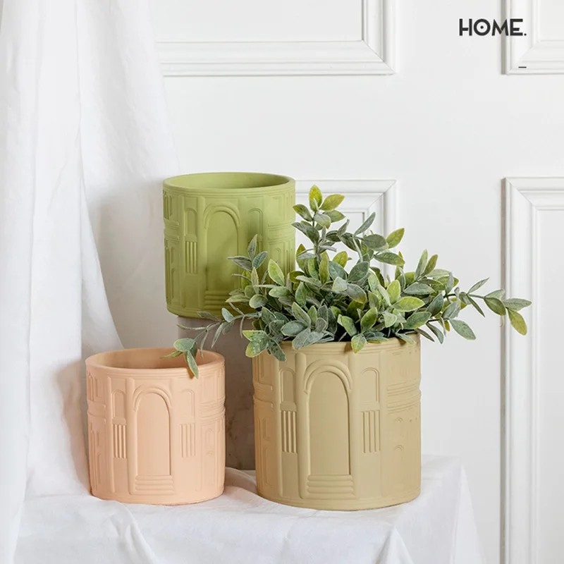 Wholesale house decoration interior garden indoor plant pot cement flower pots