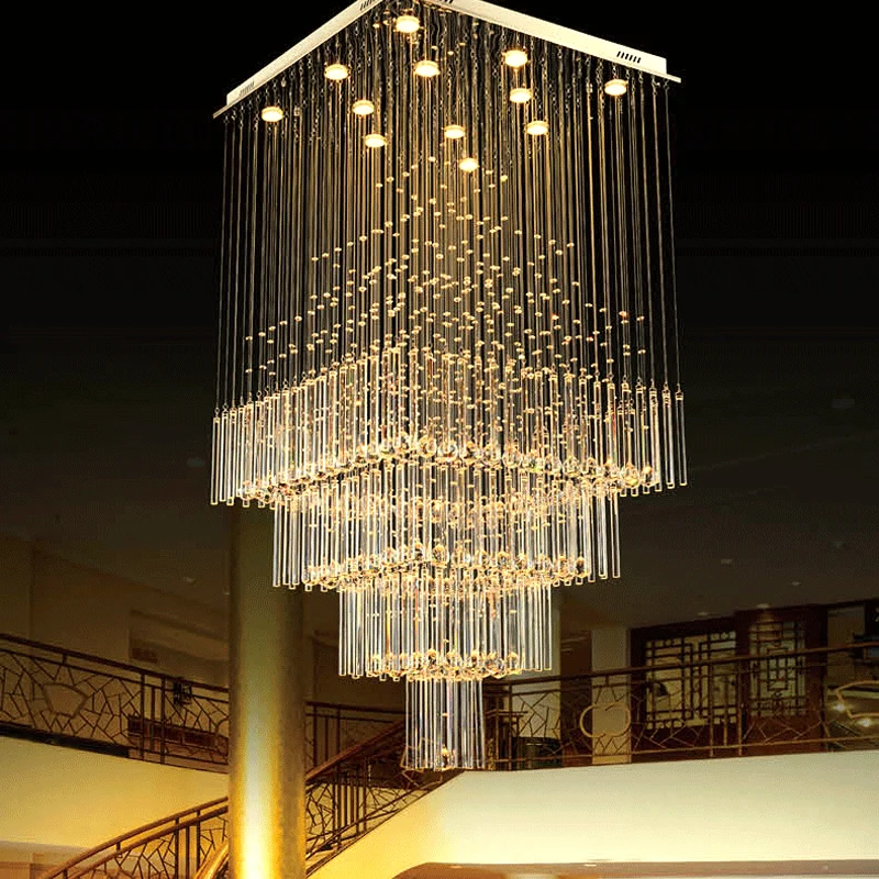 Contemporary Gold White Hanging Lighting Fixture Decoration Hotel k9 Crystal Luxury LED Chandelier