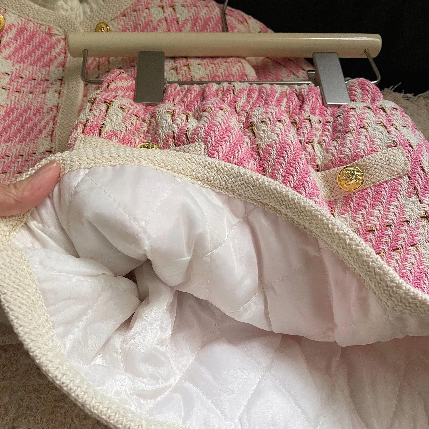 Autumn and winter new college-style children clothing Western-style thickened quilted two-piece set small fragrance suit