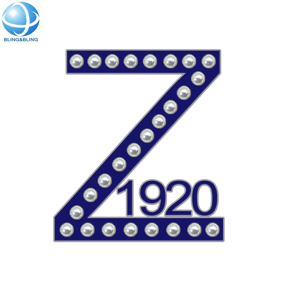 Брошь Zpb с буквами Z 1920 греческого женского общества Zeta Phi Beta синяя Эмаль белая жемчужина инкрустированная из сплава сестричества божественные девять ювелирных изделий булавки