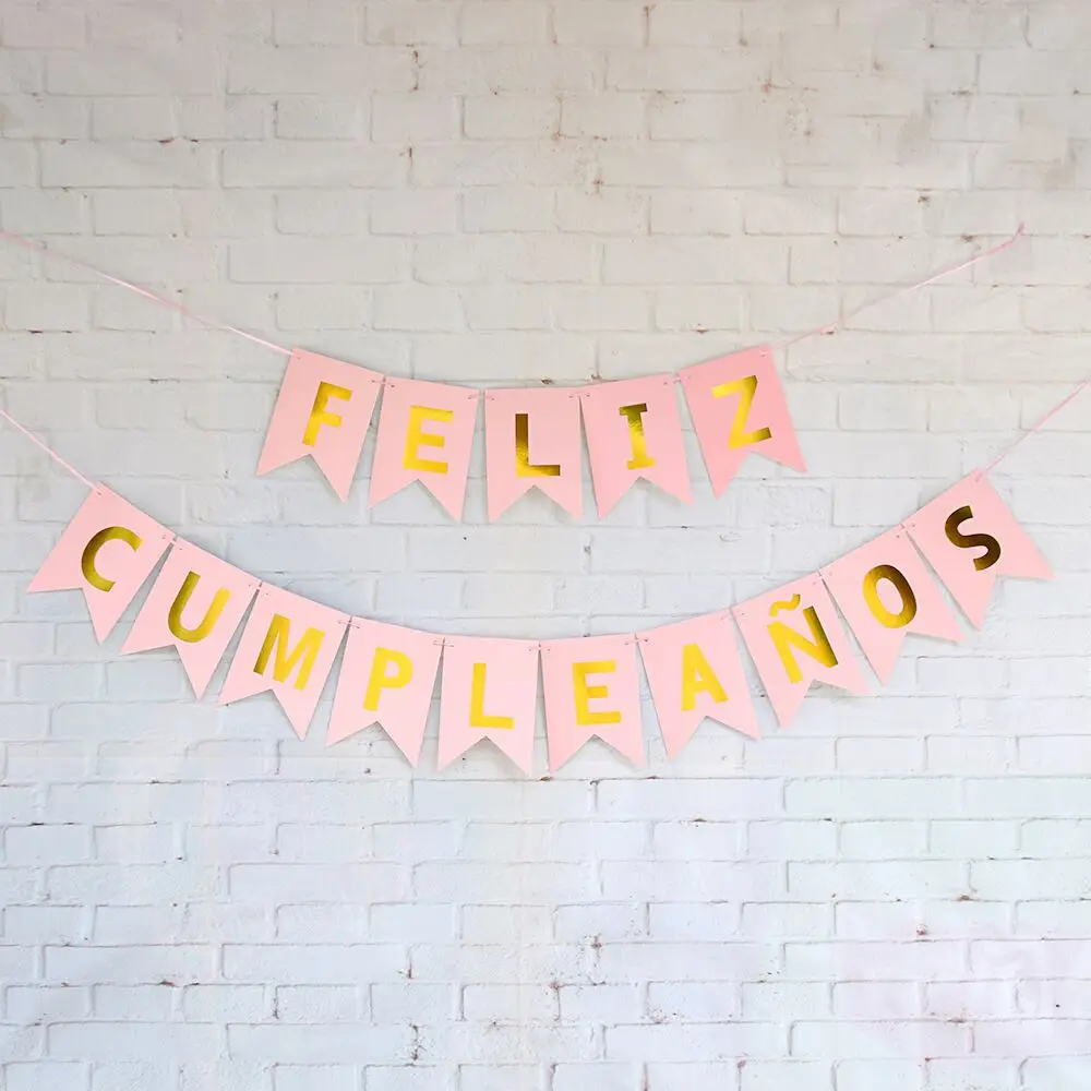 Оптовая продажа флаги Feliz Cumpleanos Banderillas Испанский флаг с днем рождения украшение для вечеринки вытягивающие рыбьим хвостом