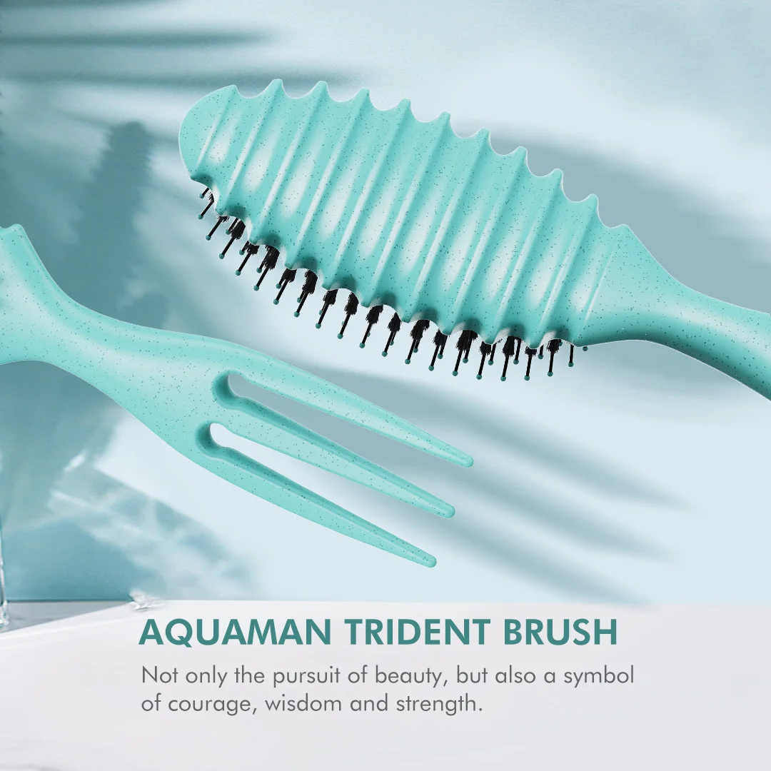 New Design Wheat Straw Aquaman trident Hair Scalp Massager Comb With Low Price