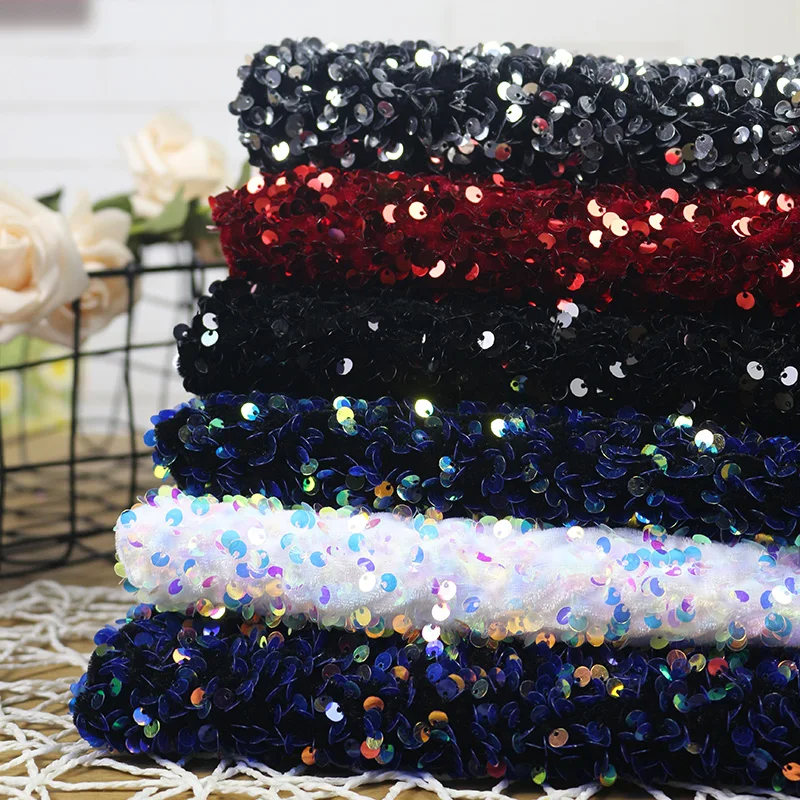 Производители продают многоцветную ткань с блестками на заказ для платья для важных событий на свадьбу Роскошная эластичная ткань полиэстер