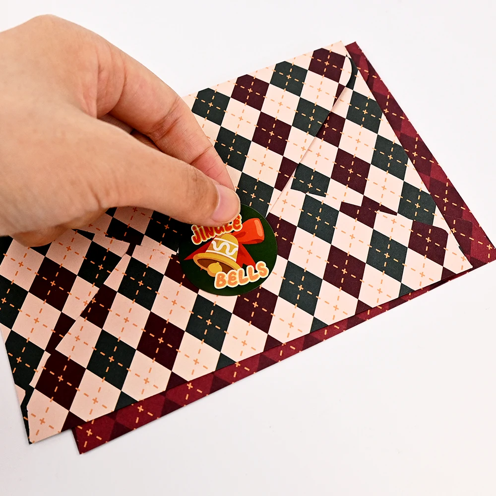 Custom Design Colorful Writable Christmas Greeting Gift Cards Thank You Cards Set with Envelopes and Stickers