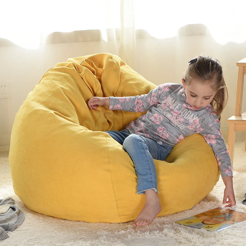YJ Dorm Floor Sofa Pear Big Bean Bag Chair Bedroom Corner Couch Living Room Furniture for Kids and Adults Velvet Sofa Cover Only