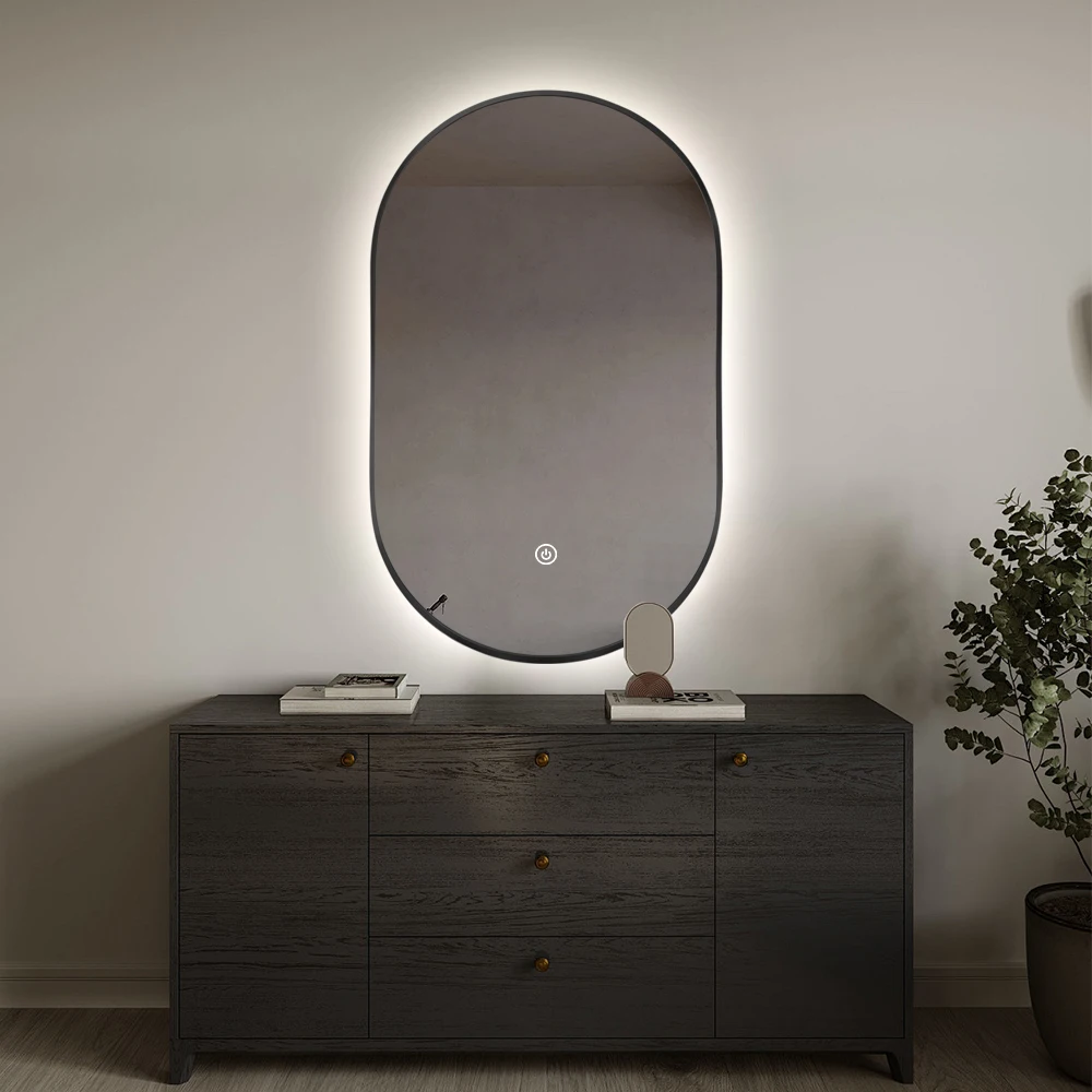 Luxurious led mirror cabinet touch / motion sensing switch deforgger oval full-length vanity living room led bathroom mirror