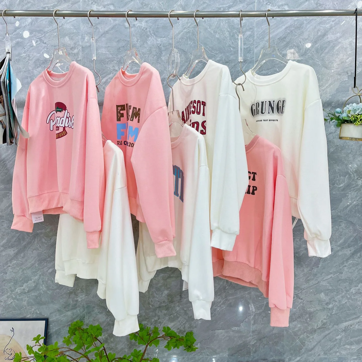 Stock Sweatshirt For Men And Women Thin Letter Print Hoodless Round Neck Pullover Sweatshirt