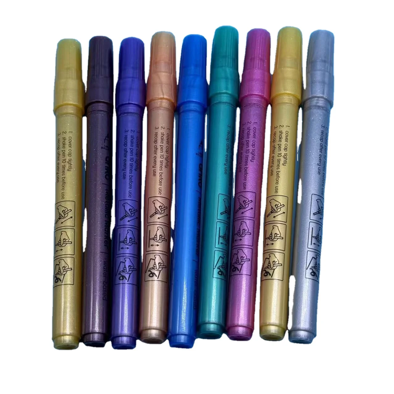 Factory Direct Sales High Quality Nice Beautiful Gold Color Drawing 9 Colors Metal Markers Pen Set