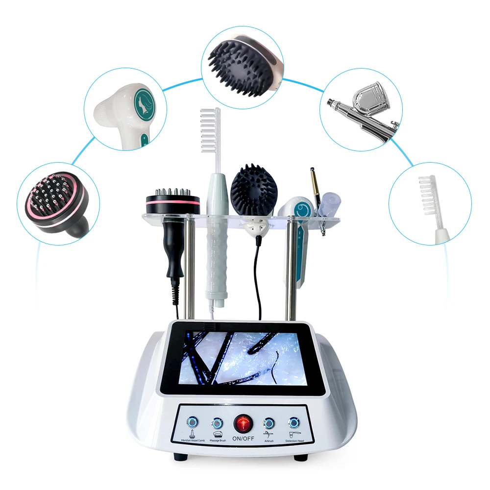 Hot 5 in 1 hair scalp analyser High Frequency Hair Regrowth hair massager scalp machine