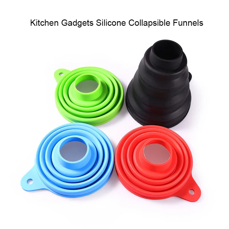 Kitchen Gadgets Accessories Foldable Silicone Collapsible Funnels for Filling Water Kitchen Utensils Funnel Water Bottle Funnel