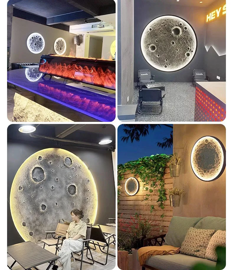 Moon Wall Lamp Modelling Meteor Crater Villa Courtyard Garden Light 3D Three-dimensional Moon Wall Lamp Decoration