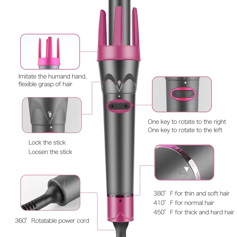 Mkboo wholesale three barrel curling iron automatic 360 rotating electric curling iron wand