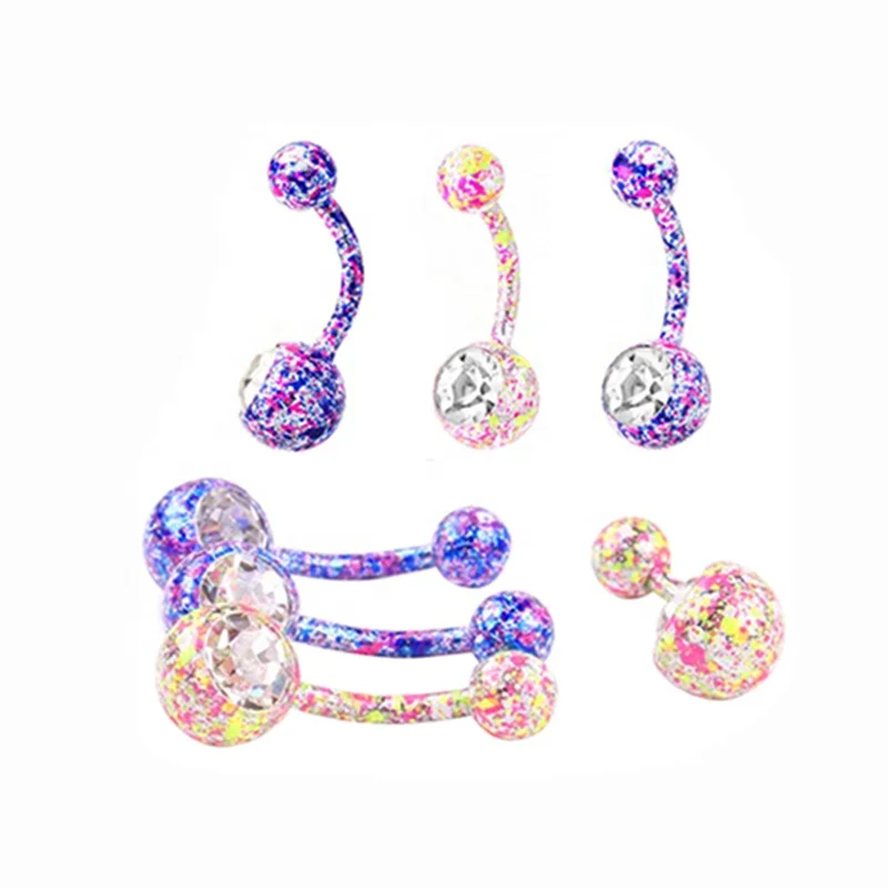 Оптовая продажа из нержавеющей стали цветочное лоскутное зерно пупок кольцо с кристаллами пупка для женщин