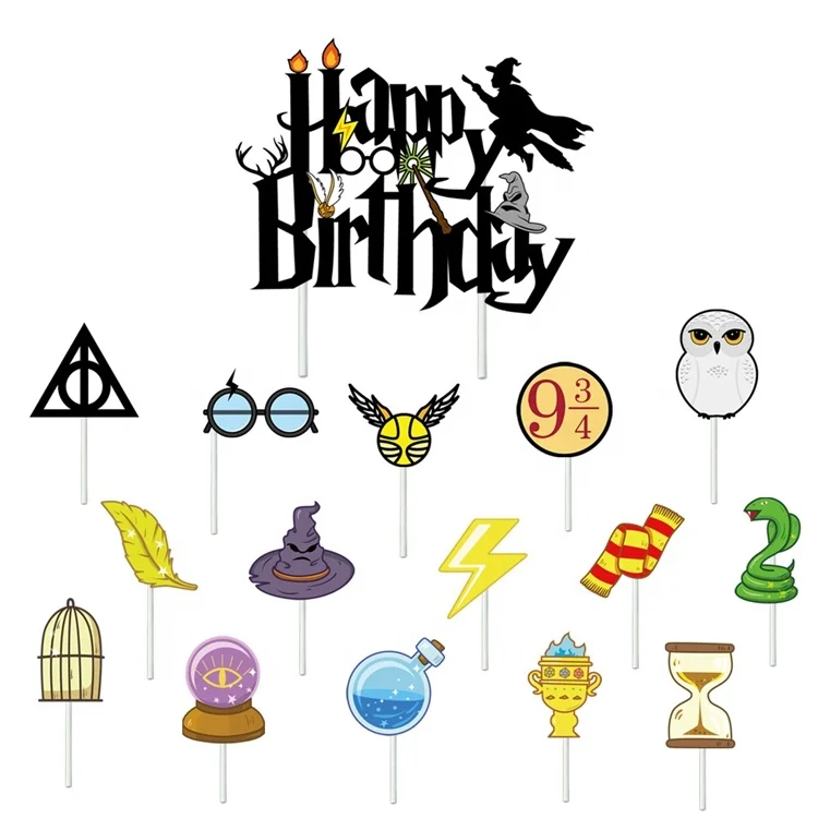
Harry Potter Theme Party Cake Cupcake Insert Card Birthday Party Flag Dessert Decoration Insert Sign 