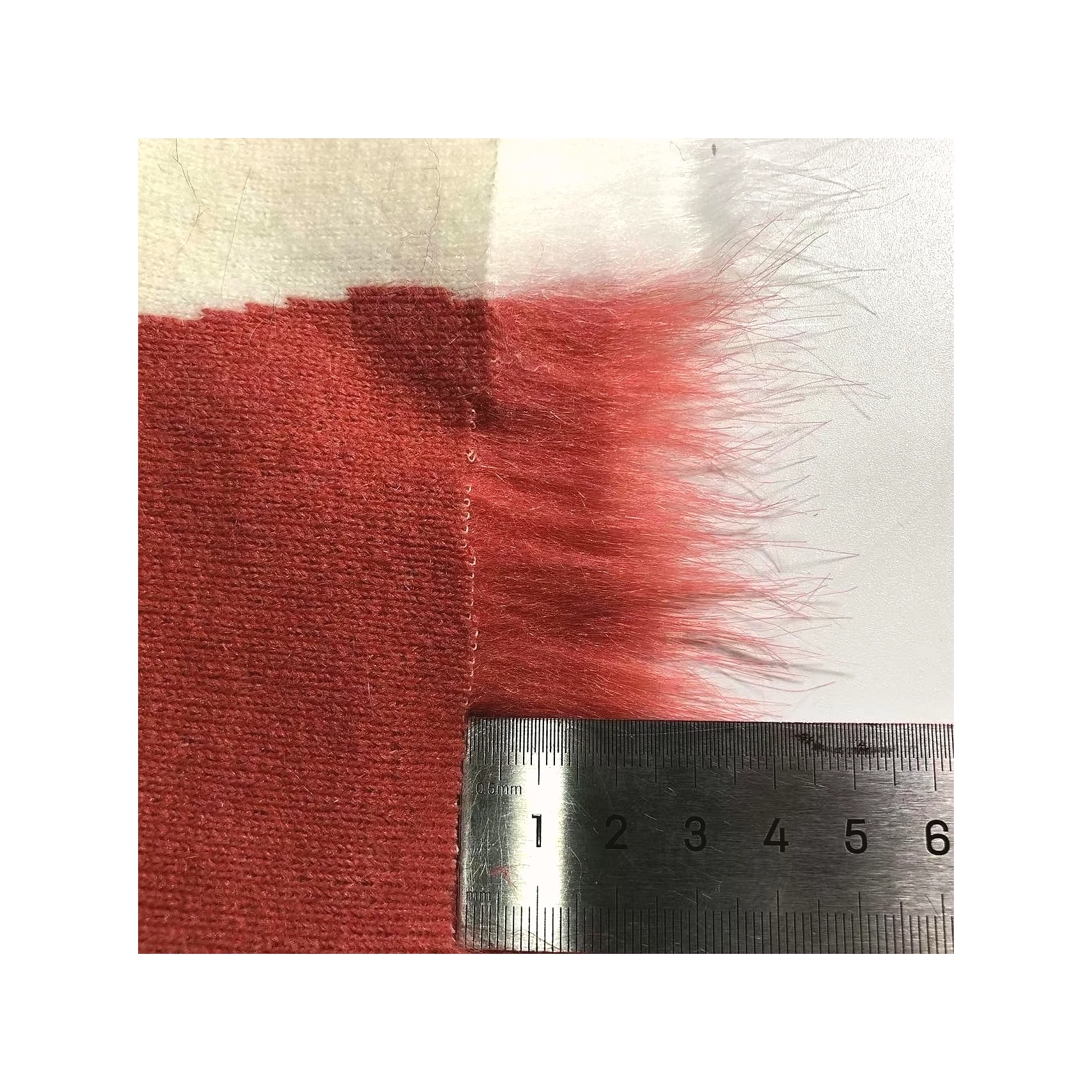 Luxury Garments Soft Long Hair Imitation Fur Red And White Color Sheepskin Faux Fur Fabric