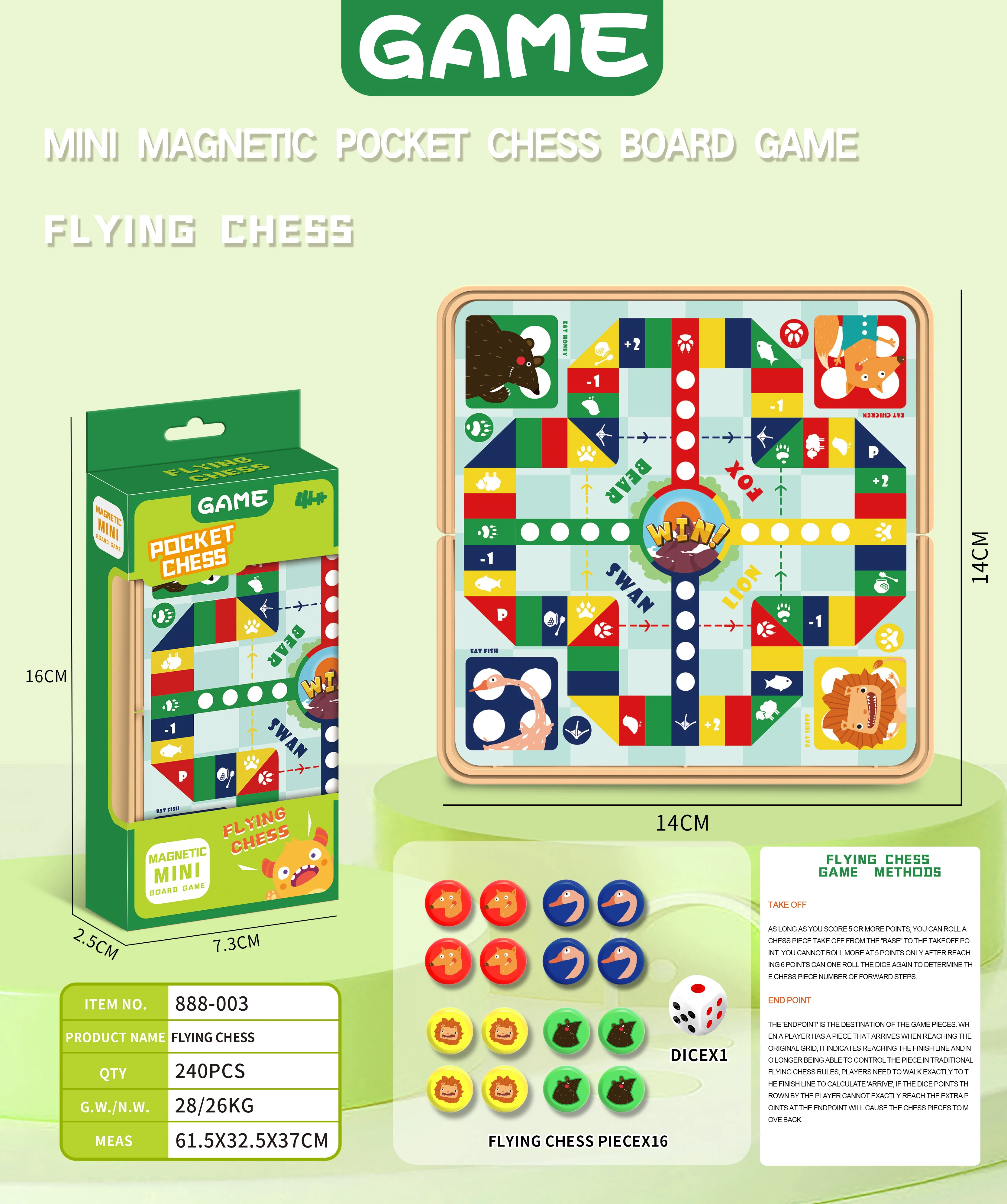 Cartoon pocket magnetic chess flying chess pentoko gamblo snakes and ladders checkers parent-child puzzle game wholesale