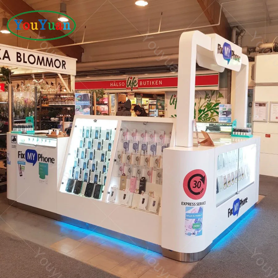High Gloss Cell Phone Store Display Counter Showcase Store phone case display rack design for mobile shop